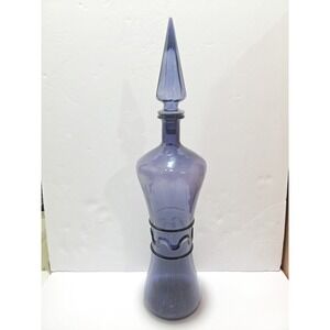 HTF Vintage MCM Empoli 19.25" Lilac Hour Glass Genie Bottle Decanter W/Stopper